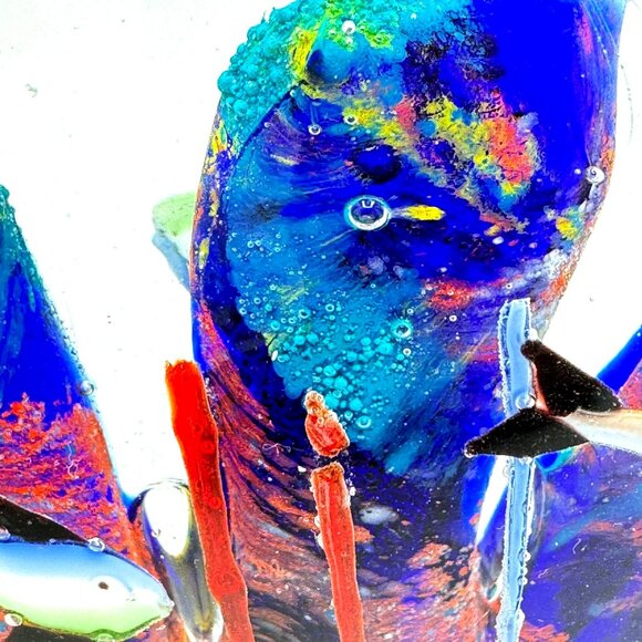 Vtg Murano Style Art Glass Aquarium Paperweight Colorful Fish Coral 4.5 lbs - Picture 8 of 10